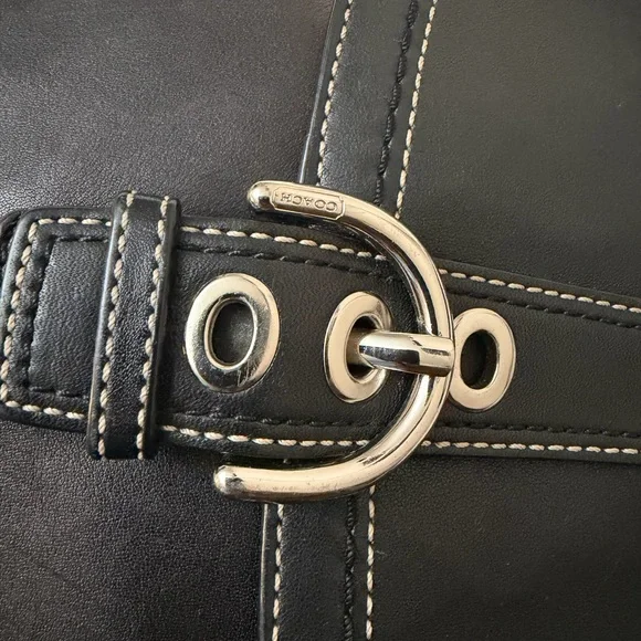 Coach Black Leather Crossbody Bag with Buckle - Picture 8 of 12